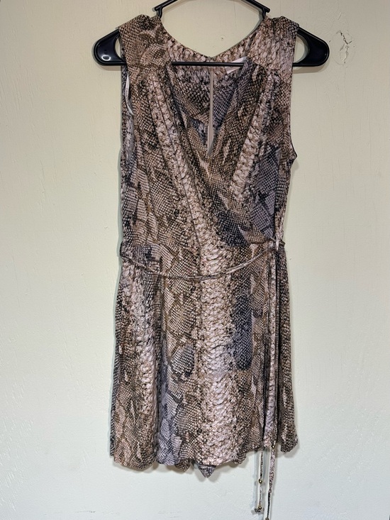 Calvin Klein Pants - Calvin Klein snake skin print sleeveless wrap front mini romper size 8